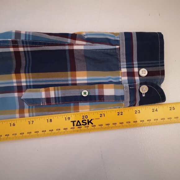Tommy Hilfiger Plaid Custom Fit Men's Size Medium Button Front & Cuffs Shirt - Picture 8 of 9